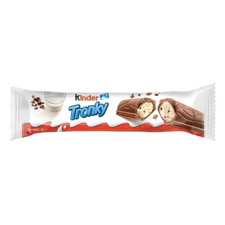 Kinder Tronky Milk & Biscuits, wafer con crema al latte e pezzi di biscotto da 18g