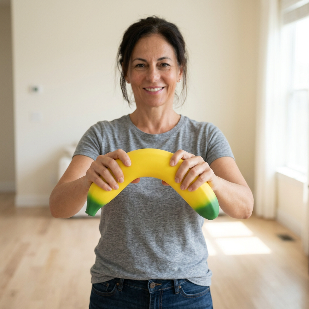 Persona che piega la banana jumbo