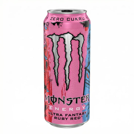 Monster Energy Ultra Fantasy Ruby Red, bevanda energetica al gusto di agrumi con nata de cocco da 500ml (Confezione da 24)