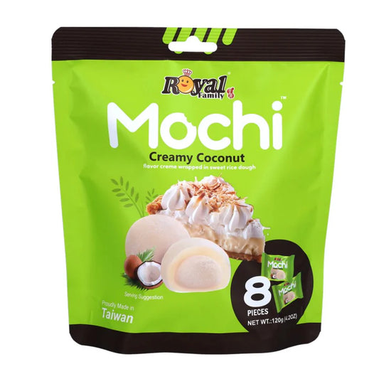 Royal Family Mochi Creamy Coconut, mochi al gusto di cocco da 120g (Confezione da 12)