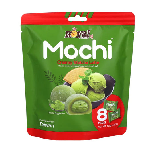 Royal Family Mochi Creamy Matcha Latte, mochi al gusto di matcha da 120g (Confezione da 12)