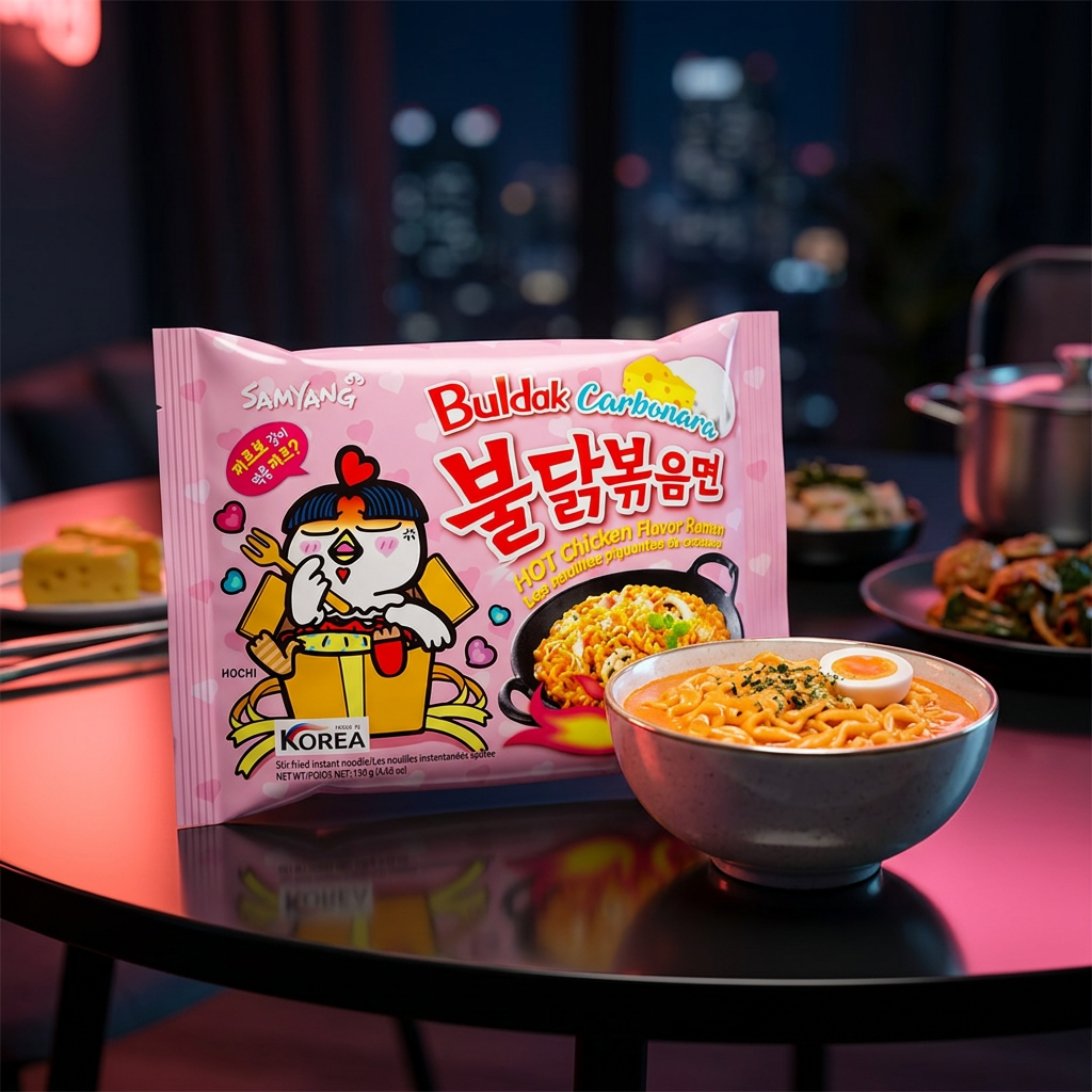 Buldak Carbonara in atmosfera snack night
