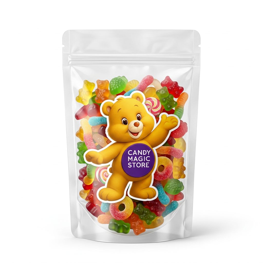 Busta con orsetto Candy Magic Store senza QR code