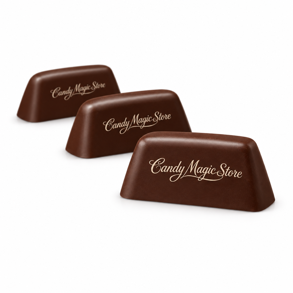 Composizione di tre gianduiotti fondenti firmati Candy Magic Store