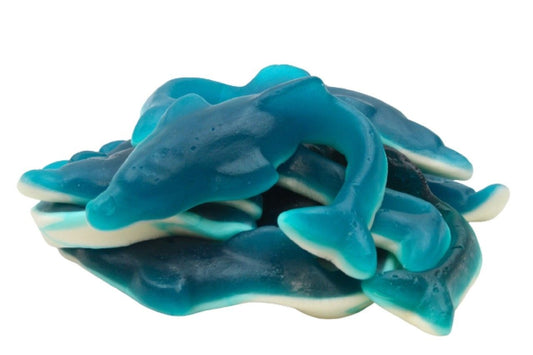 Maxi Delfini Blu Bianchi XXL Giganti Gommosi Bicolore Senza Glutine 120g