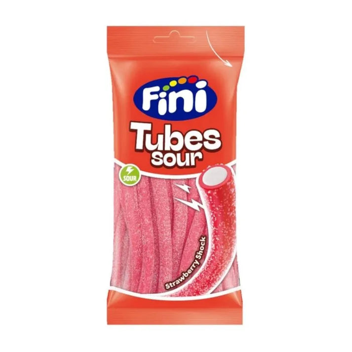 Fini Tubes Sour Fragola - Confezione da 12 Buste x 90g (1 kg)