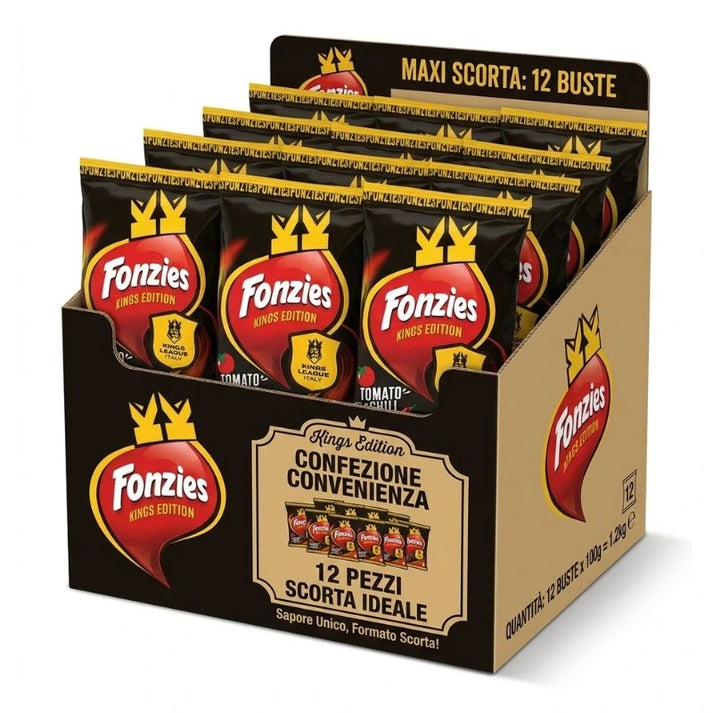 Fonzies Tomato e Chili 100g Confezione da 12 Pezzi