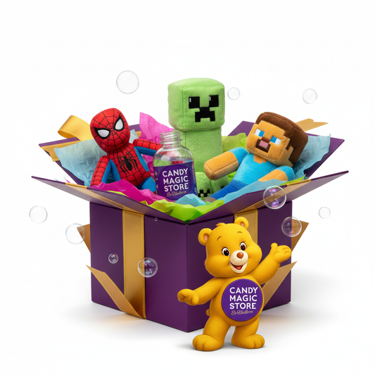 Gift box Candy Magic Store scenografica con prodotti e mascotte