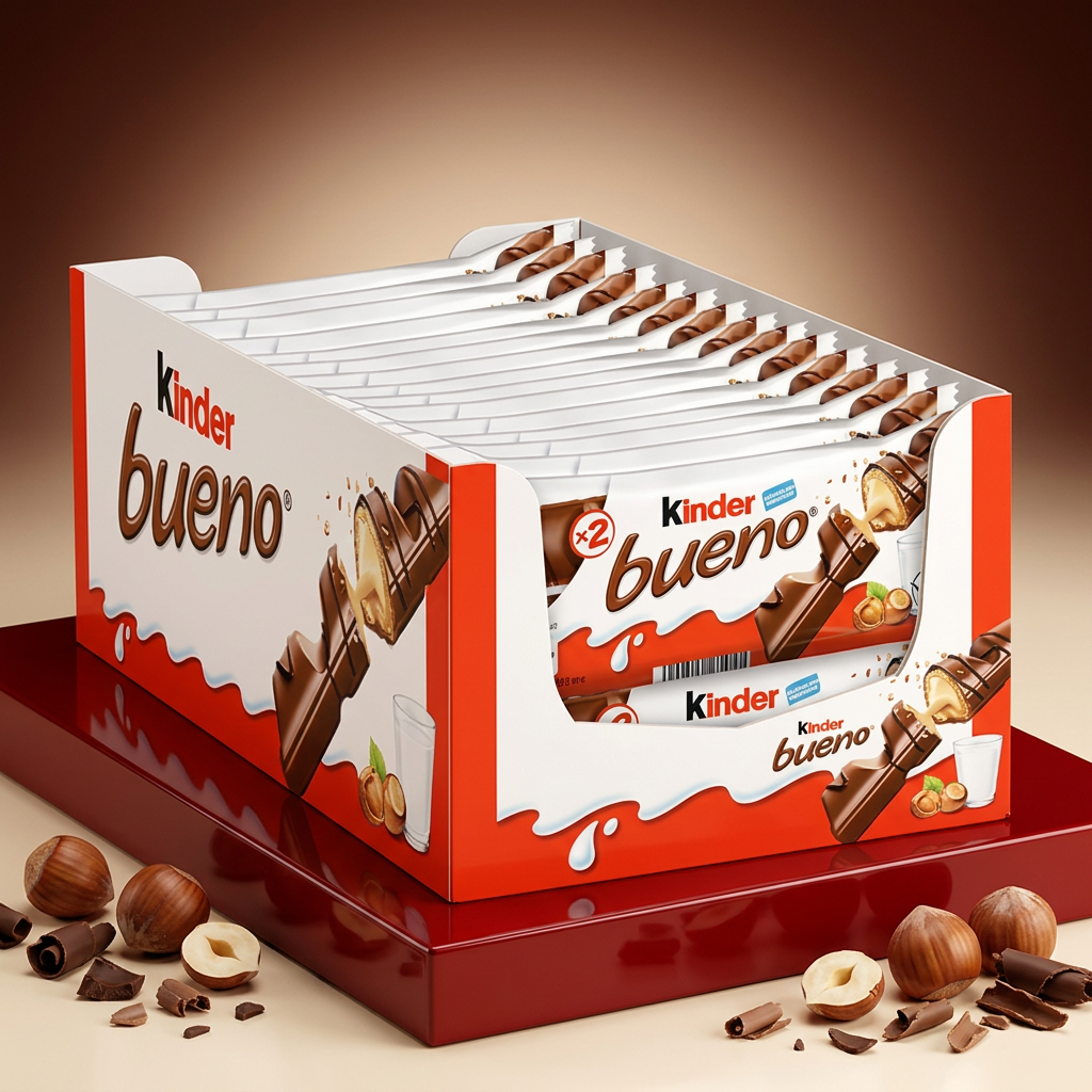 Kinder Bueno su piedistallo rosso