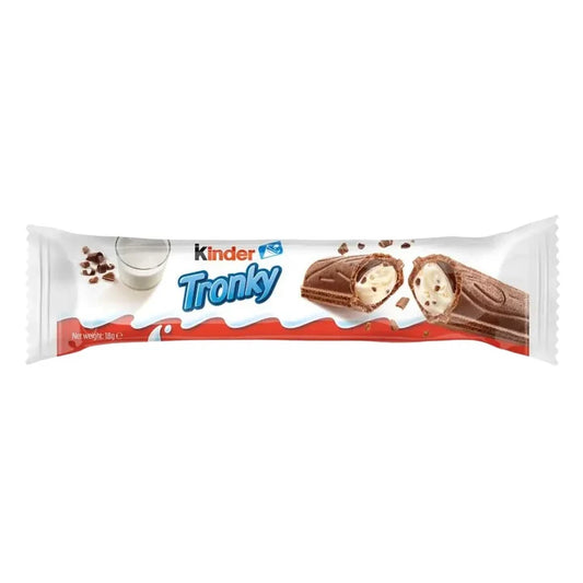 Kinder Tronky Milk & Biscuits, wafer con crema al latte e pezzi di biscotto da 18g