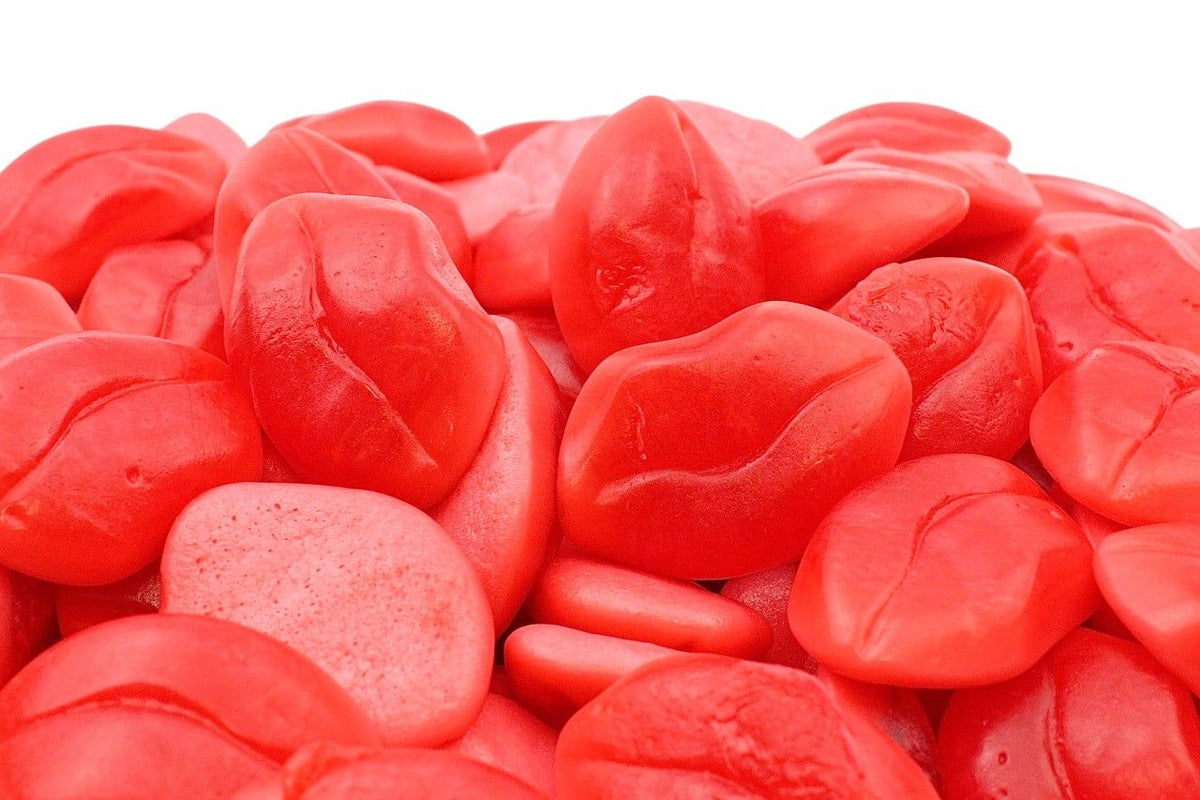 Labbra Ripiene Gusto Fragola - Caramelle Gommose Bicolore Senza Glutine 100 g