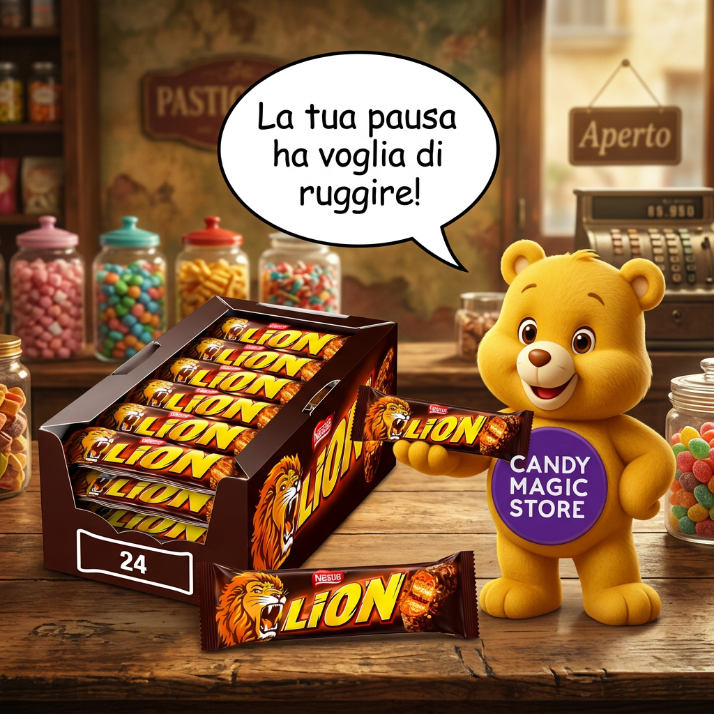 Lion al banco cassa: La tua pausa ha voglia di ruggire