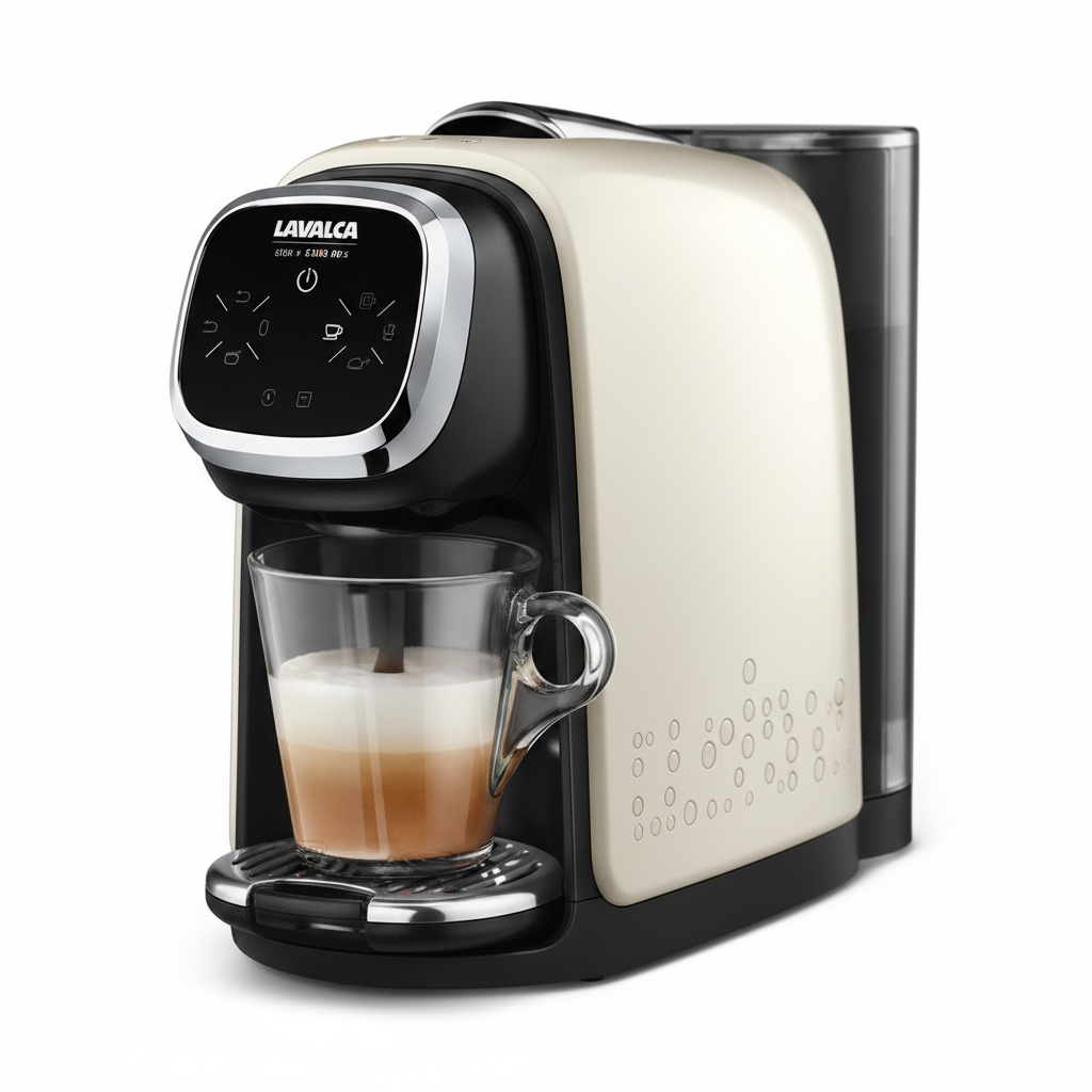 Macchina caffè su sfondo bianco