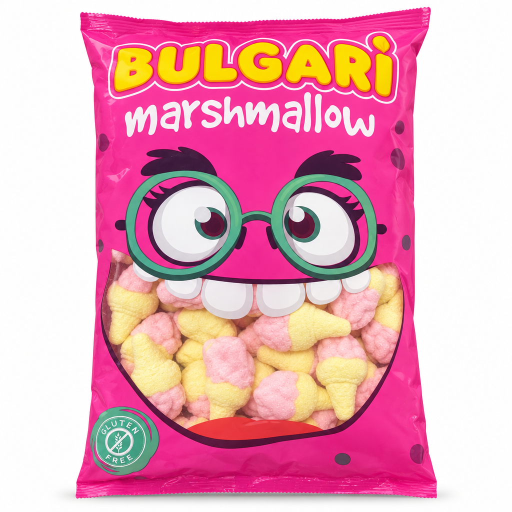 Marshmallow Bulgari su sfondo bianco
