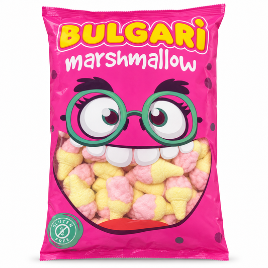 Marshmallow Bulgari su sfondo bianco