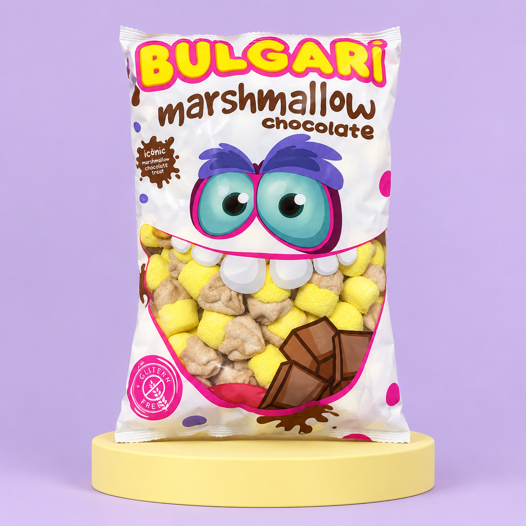 Marshmallow Bulgari su sfondo lilla
