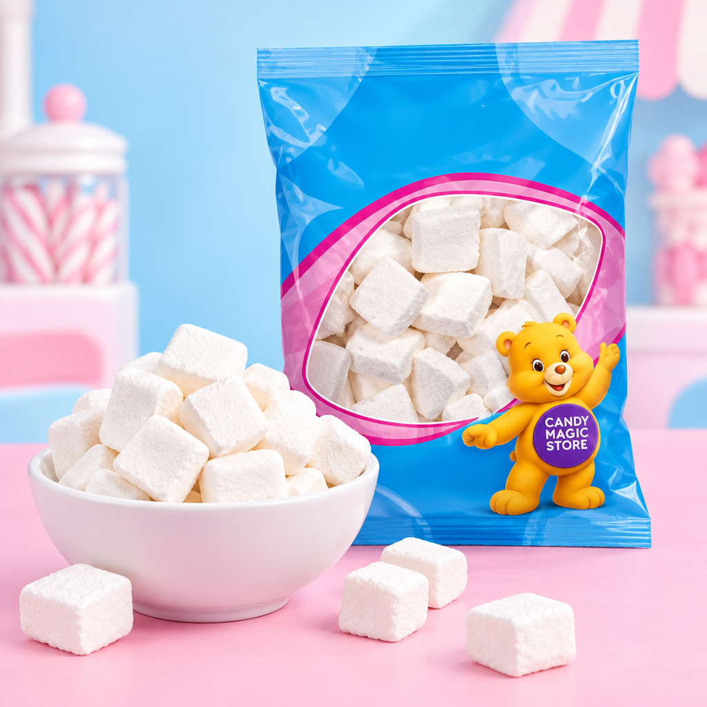 Marshmallow Candy Magic Store in una composizione colorata