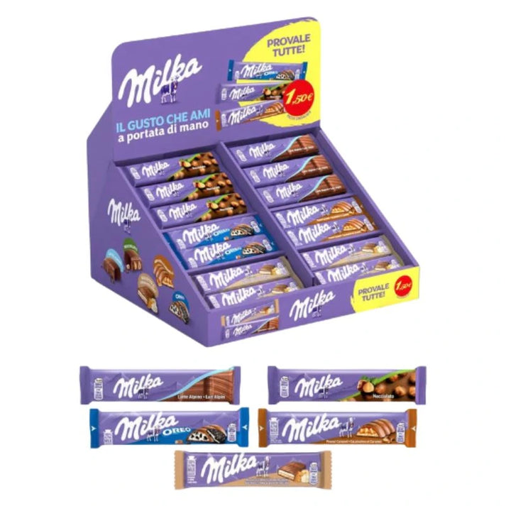 Milka Barrette al Cioccolato Vassoio Espositore Misto 111 Pezzi