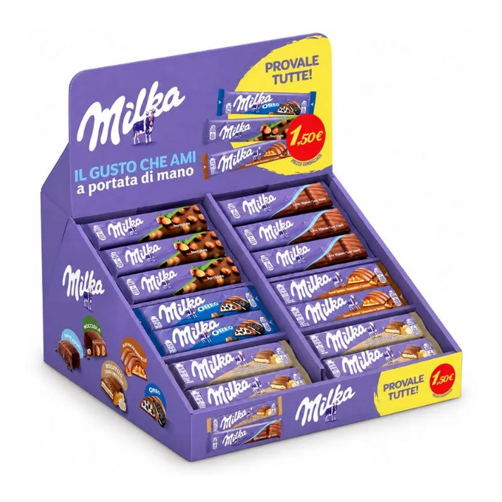 Milka Barrette al Cioccolato Vassoio Espositore Misto 111 Pezzi