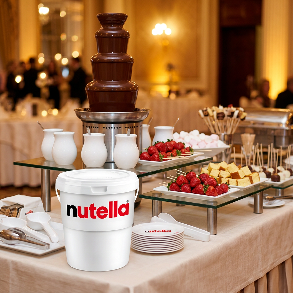 Nutella al buffet con fontana di cioccolato