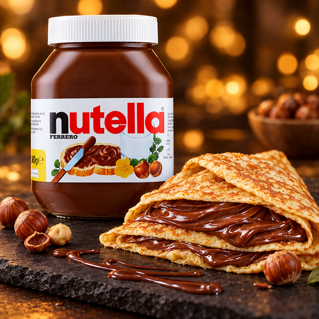 Nutella Ferrero con crêpe in ambientazione elegante