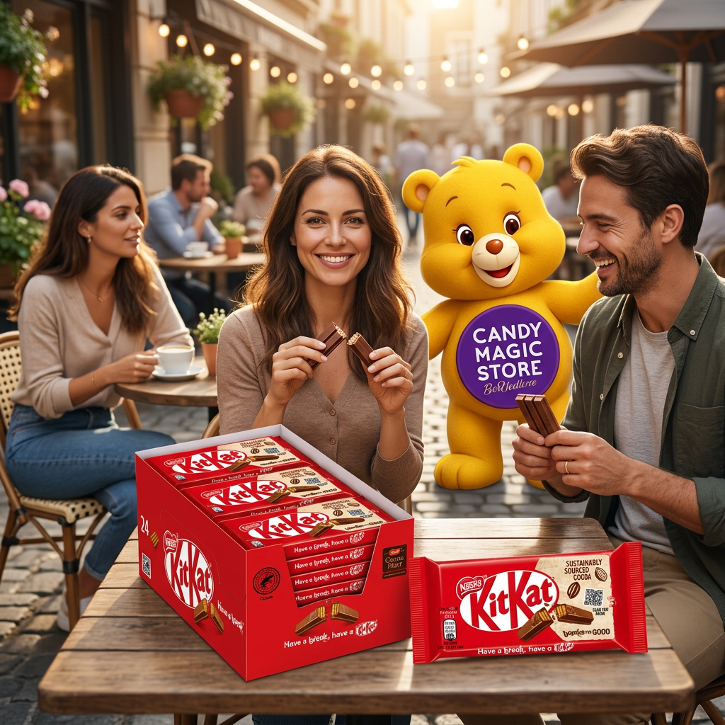 Pausa tra amici con KitKat e orsetto