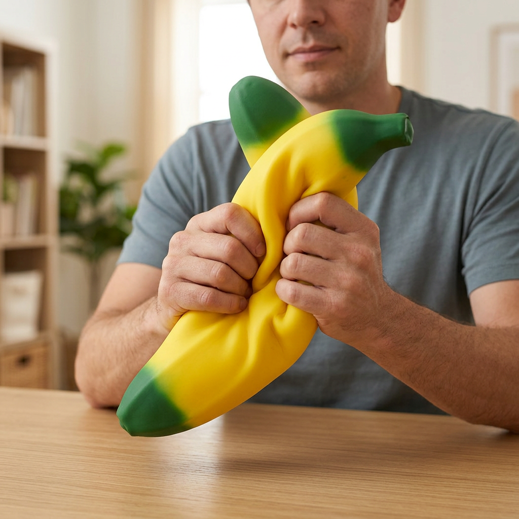 Persona che stringe la banana jumbo