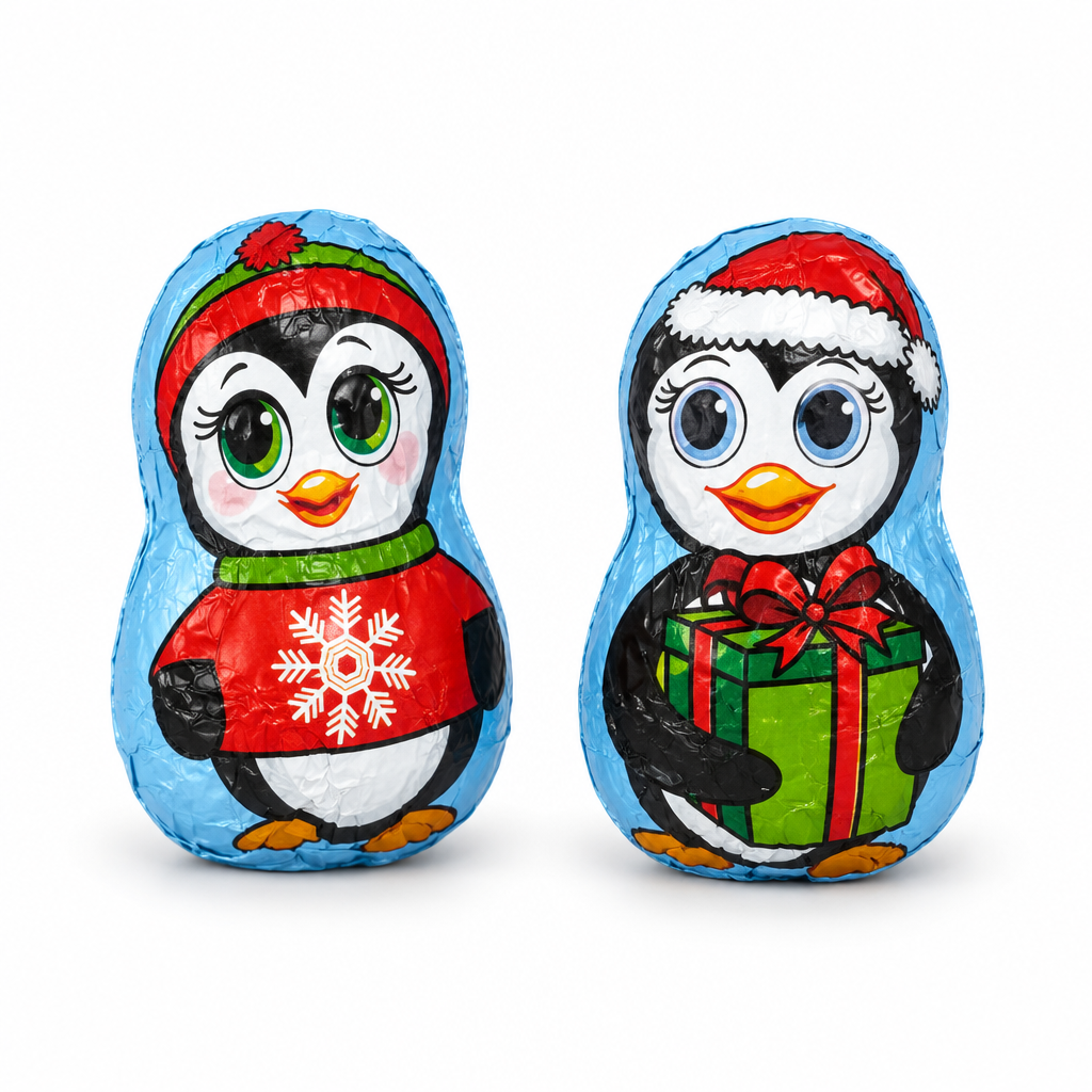 Pinguini su sfondo bianco