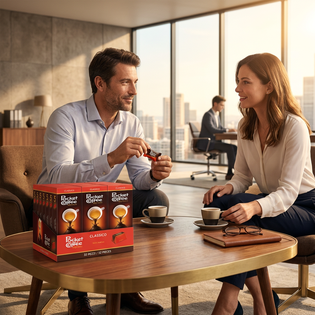 Pocket Coffee durante una pausa in compagnia