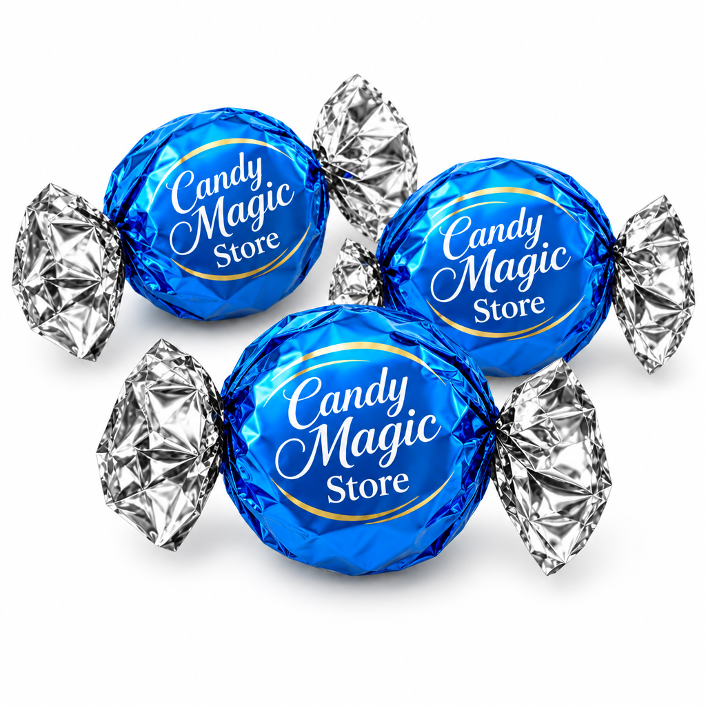 Praline Candy Magic Store con incarto blu elettrico, nuova composizione