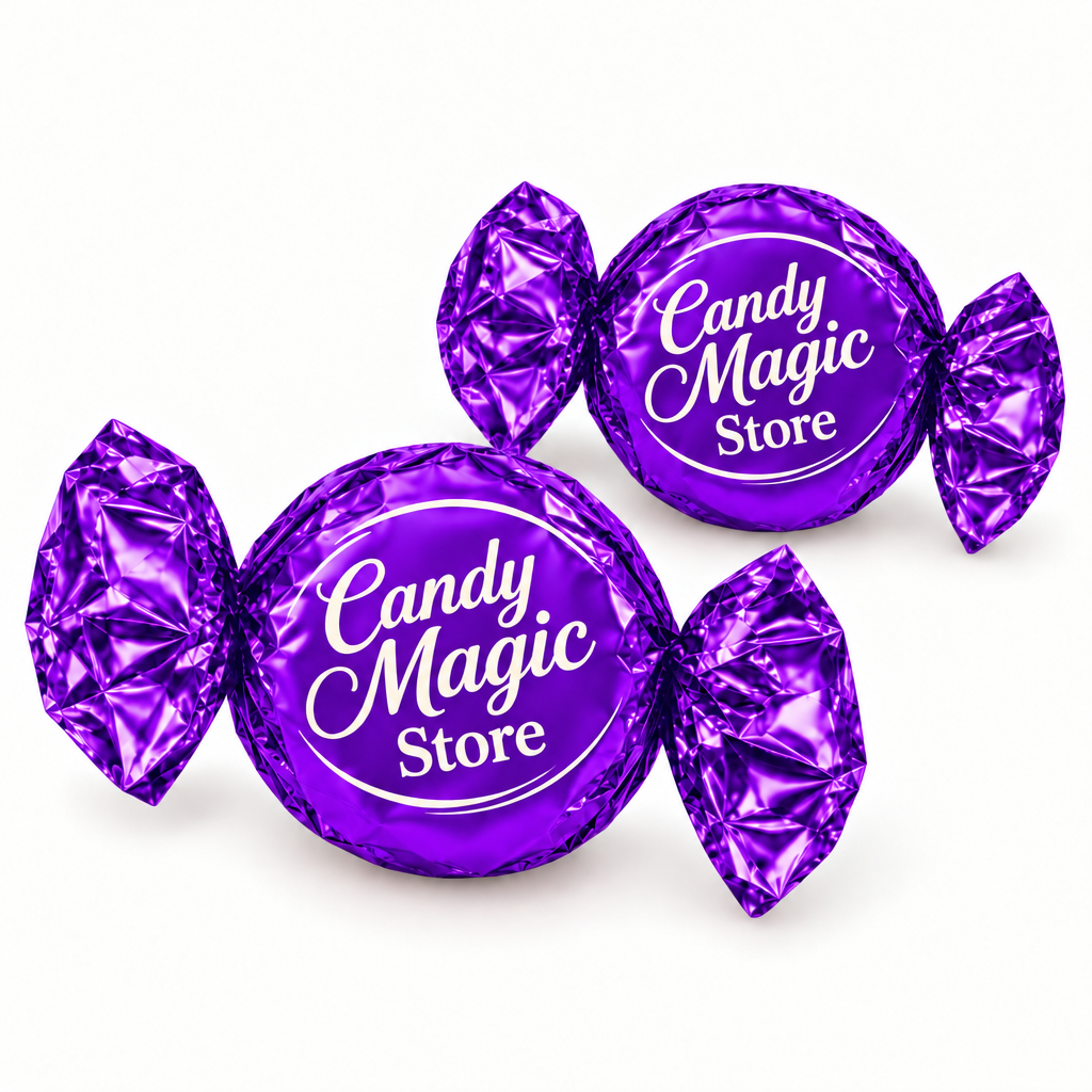 Praline Candy Magic Store con incarto viola acceso