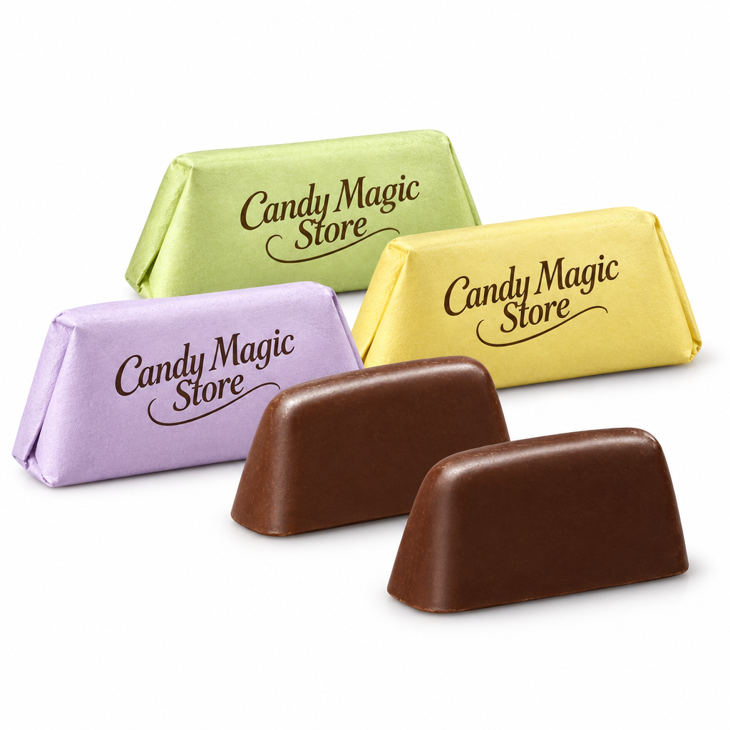 Primo piano degli incarti colorati Candy Magic Store