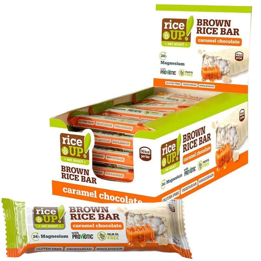 Rice Up! Barretta al Riso Cioccolato Bianco e Caramello Confezione da 20 Pezzi
