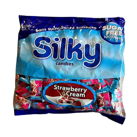 Silky Candies Fragola e Crema Caramelle Senza Zucchero Confezione da 1Kg