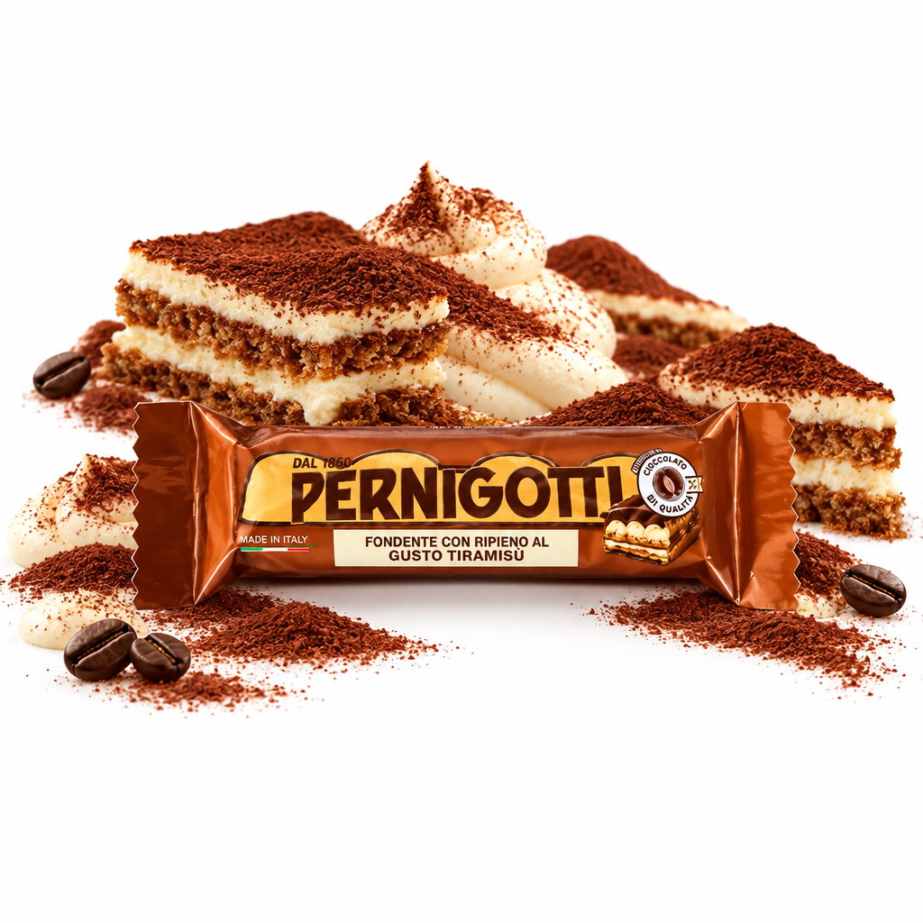 Snack Pernigotti al tiramisù con paesaggio creativo di tiramisù