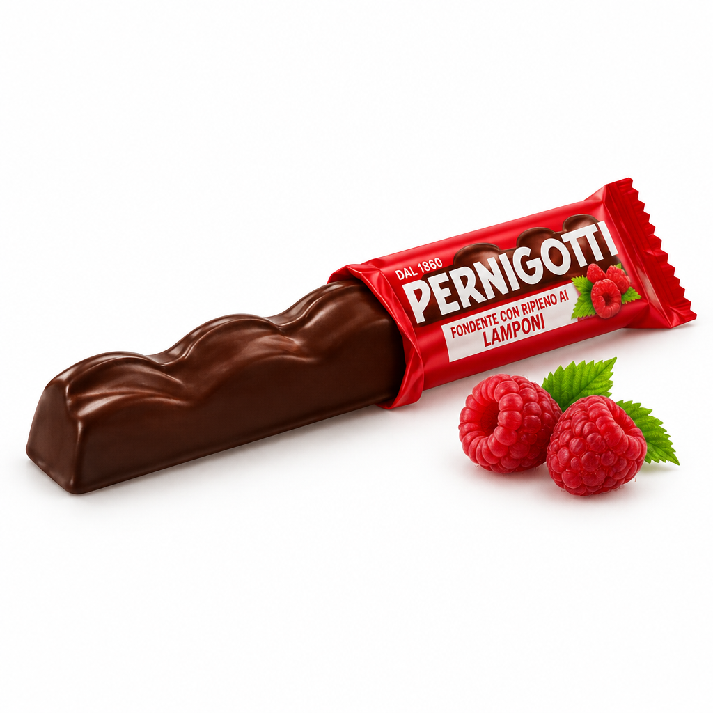 Snack Pernigotti fondente ai lamponi, parzialmente scartato