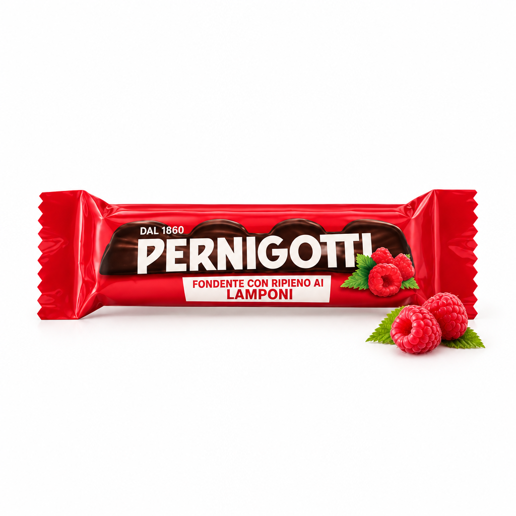 Snack Pernigotti fondente ai lamponi, pezzo singolo incartato