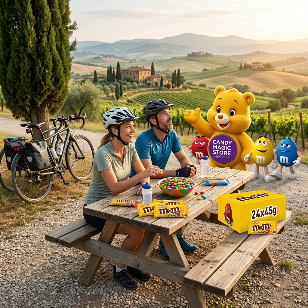 Sosta in bici con M&M’s e orsetto Candy Magic Store