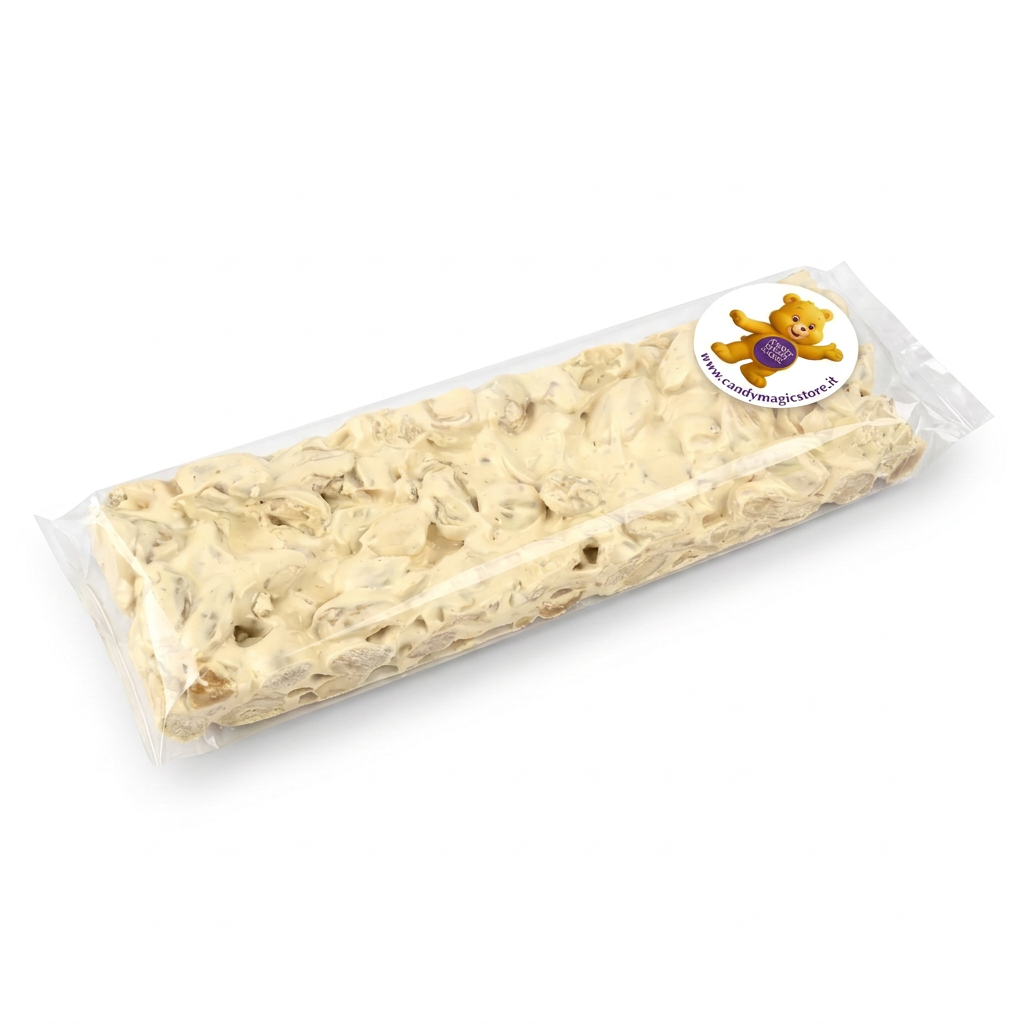 Torrone ravvicinato con orsetto e indirizzo del sito