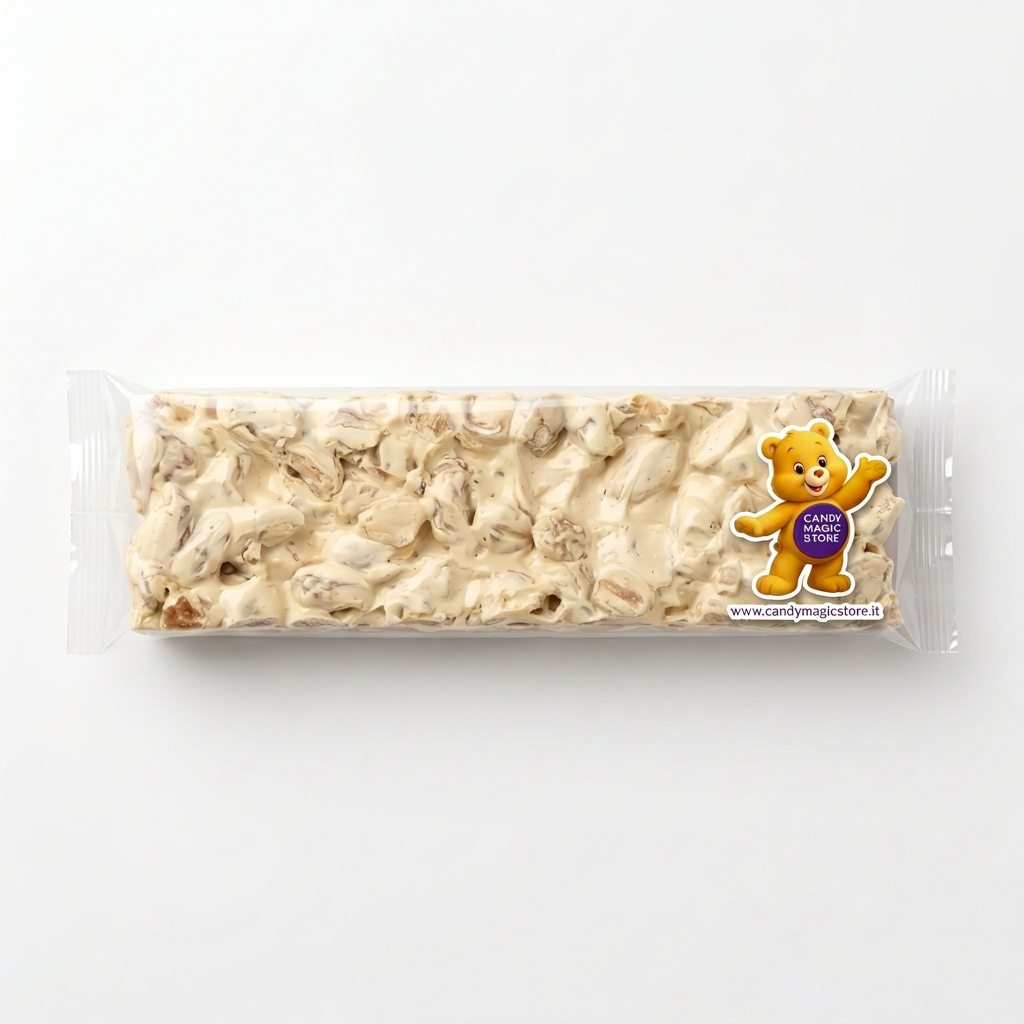 Torrone visto dall’alto con orsetto e indirizzo del sito