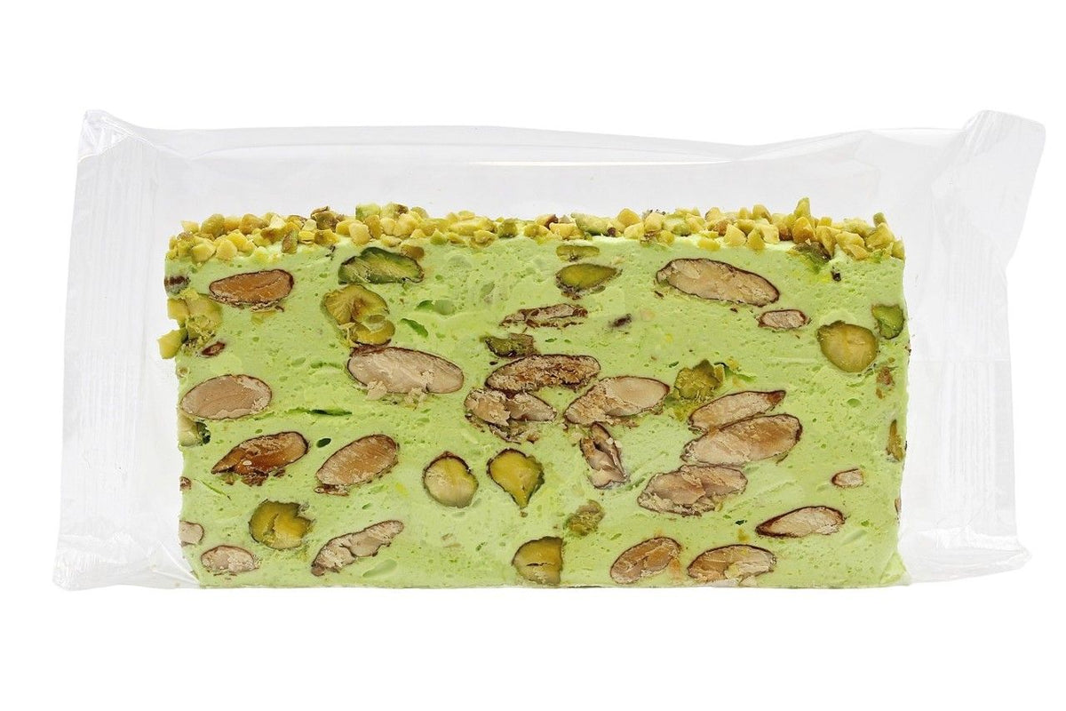 Torrone Tenero al Pistacchio e Mandorle a Fette